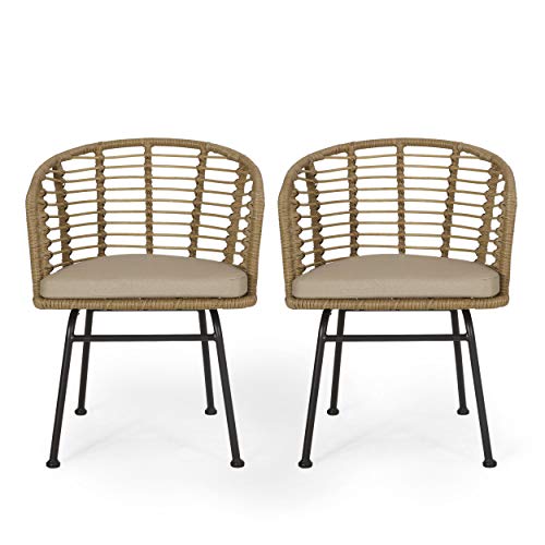 Christopher Knight Home Randy Outdoor Dining Chair Sets, Beige + Light Brown + Black #TOP26
