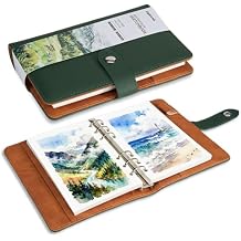 Lightwish Watercolor Sketchbook Refillable 100% Cotton, 300gsm 140lb - 6.69" x 3.94" Hot Press Watercolor Paper Journal Notebook - 20 Sheets with PU Leather Cover for Drawing Mixed Media