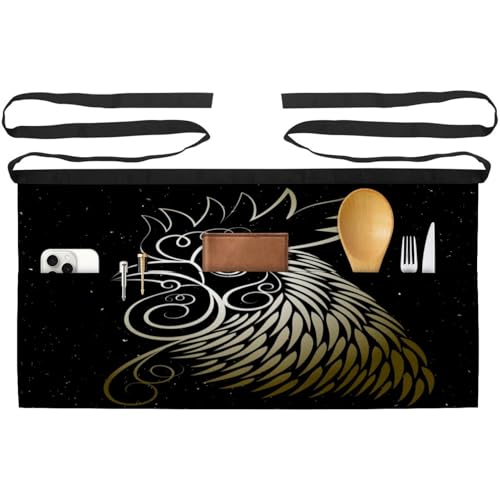 Tablier court de chef lot de 3 avec poches motif coq pour cuisine et bistrot