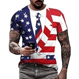 Eciodci Men's American Flag Patriotic T-Shirts Stripes Tuxedo USA 4th of July Shirt Soft Round Neck Short Sleeve Shirts