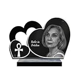 ETERNEL - Personalisierte Grabplatte Doppelherz Ägyptisches Kreuz Foto und Text anpassbar, lasergravierte Grabplatte für Hommage, Grabstein, Leichenschau, Trauer, Beerdigung