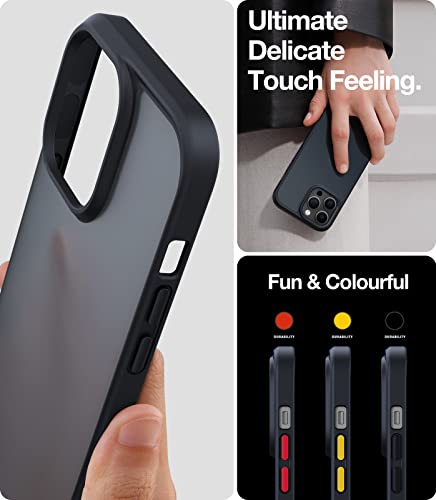 Torras Shockproof For Iphone 13 Pro Phone Case, [Military-Grade Drop Tested] Translucent Matte Hard Pc Back With Soft Silicone Edge Slim Protective For Iphone 13 Pro Case, Black #TOP5