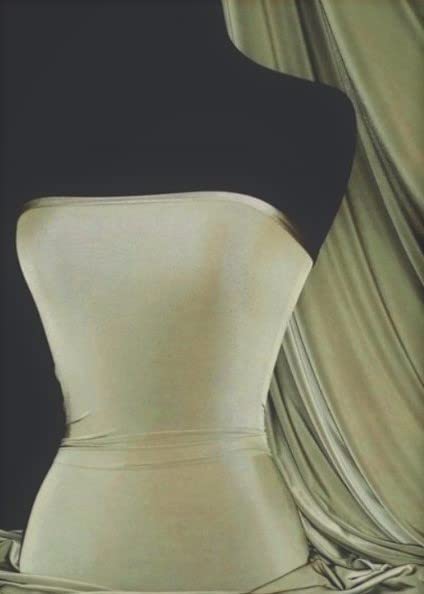Premium Quality Silk Touch Jersey Stretchy Dressmaking Fabric Sold By The Metre 50+ Colours in Stock Same Day Dispatch By Tia Knight Light Olive โ image 1