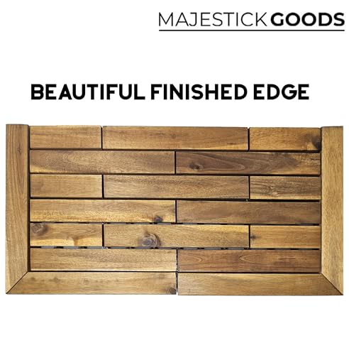 Majestick Goods Edges for Interlocking Deck Tiles – Snap-On Straight Edge Trim for Wooden Decking, Outdoor Flooring & Patio Tiles | 12x12 Acacia Hardwood Border for Balcony, Porch & Garden | 8 Pack