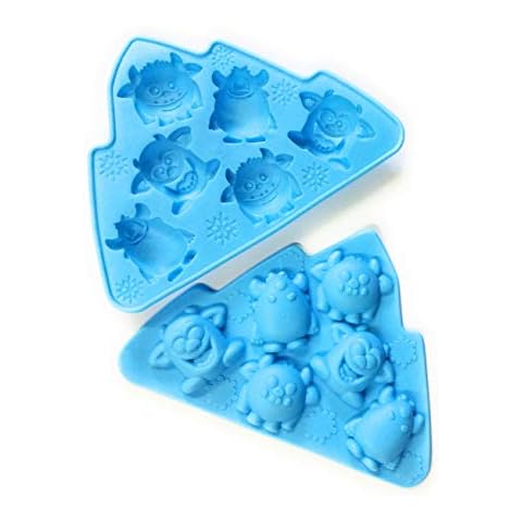 Silicone Ice Cube Molds, Non Stick Bendable Silicone Ice Tray, Snowy Monsters, By Exultimate (Blue, Set of 2) Cover