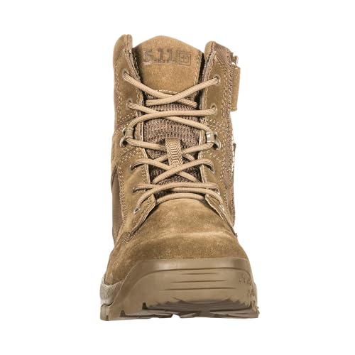 5.11 Tactical Men's 6-Inch Boots, ATAC 2.0 Side-Zip, Brown Hiking Work Boots, Dark Coyote, Style 12395ABR2