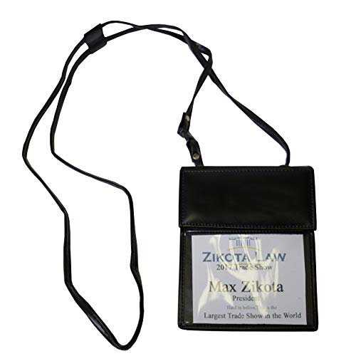 Porte-badge en cuir noir DACASSO pour organisation bureau executive
