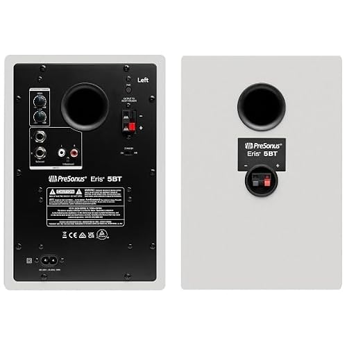 PreSonus Eris 5BT Gen 2, 5-calowe aktywne głośniki z Bluetooth do multimediów, gier, produkcji muzycznej jakości studyjnej, moc 100 W - biały
