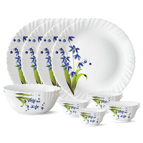 Image of Larah by Borosil Opalware Dinner Set Microwave & Dishwasher Safe | Bone-Ash Free | Crockery Set for Dining & Gifting | Plates & Bowls (Lavender, 14pc)