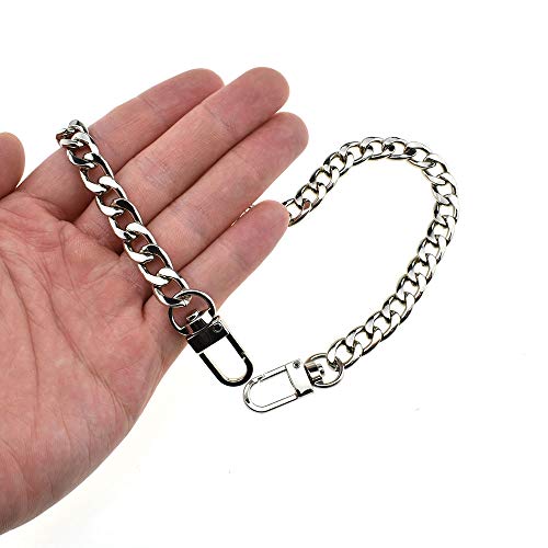 HAHIYO Purse Chain Strap 15.7 inches Bright Silver for Shoulder Cross Body Sling Purse Handbag Clutch Replacement Comfortable Flat 0.4 Wide Enough 2.4mm Extra Thick Metal 1 Pack