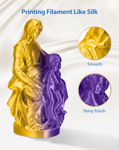 Image of DURAMIC 3D Silk Dual Color PLA Filament Shinny High Gloss Finish 1.75mm | 3D Printing Filament with Cardboard Spool,No-Tangling Neatly Wound Dimensional Accuracy 99% + /- 0.03mm 1KG Silk Gold Purple