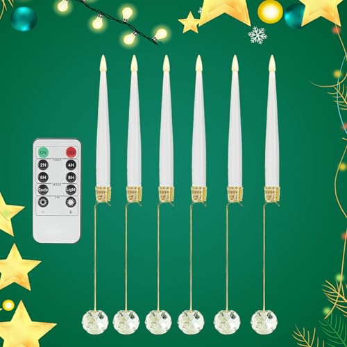 Bougies de sapin de Noël blanc chaud télécommandées sans fil LED