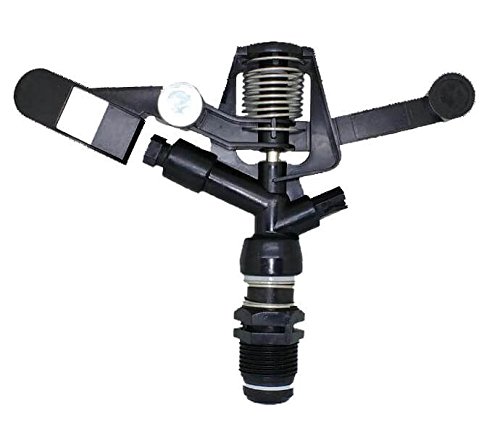 HidroRain RC8035 - Aspersor circular plástico, conexión 3/4 rosca macho, 360º, 12 x 3 x 12 cm, color negro