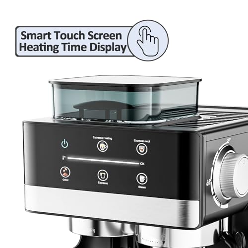 ZyKnaurral Compact Espresso Machine, 20 Bar Pressure Milk Frother with Steam Wand, Barista-Quality Coffee at Home Using Ground Coffee, 1.8 Litre Water Tank - Image 3