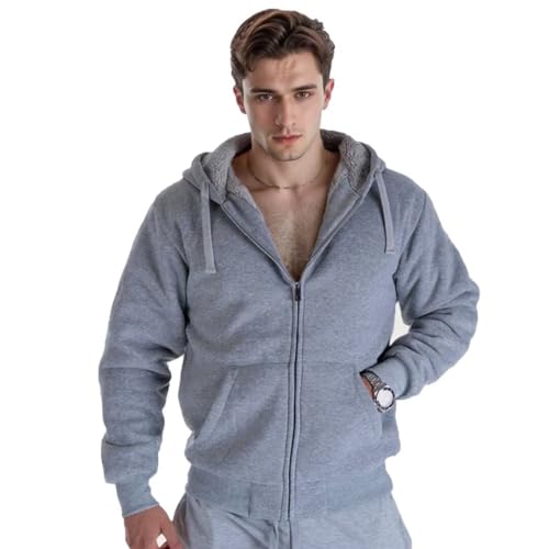 Lee Hanton Men Fleece Jacket Lightweight Full Zip Jackets Zip Up Hoodie Sherpa Lined Sweatshirt Coat with Pockets - Image 3