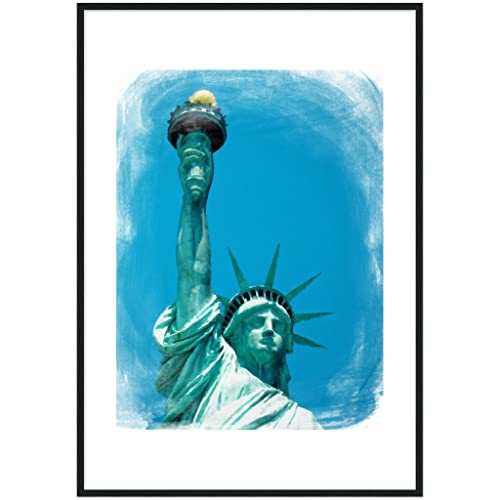 Impression d'art New York Liberty sous cadre noir élégant 30 x 40 cm