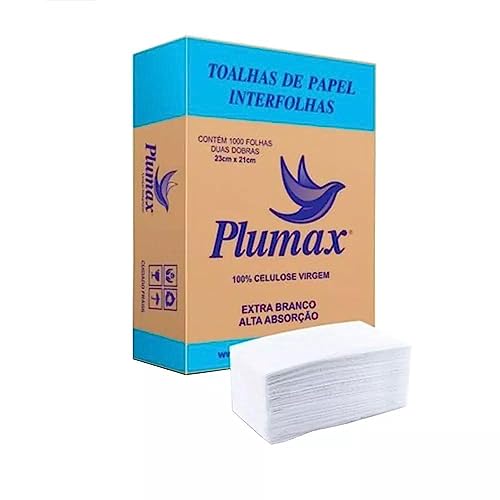 Toalha de Papel interfolha 23x21cm 100% celulose Plumax c/ 1000 unid
