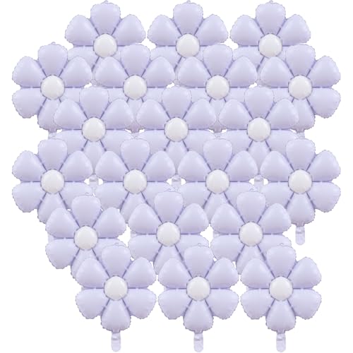 BIEUFBJI Purple Daisy Foil Balloons Flower Balloons Flower Theme Daisy Party Baby Shower Birthday Wedding Party Decorations(20 Pcs)