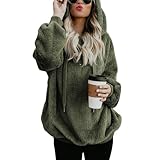 Century Star Womens Fuzzy Hoodies Pullover Sport Hoodie Cozy Oversized Pockets Hooded Sweatshirt Athletic Fleece Hoodies Green Medium