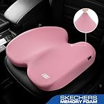 Skechers Seat Cushion, Ergonomic Memory Foam Cushion for Long Sitting Hours on Office & Home Chair, Car Seat Cushion for Sciatica, Coccyx Cushion,Pink - Image 3