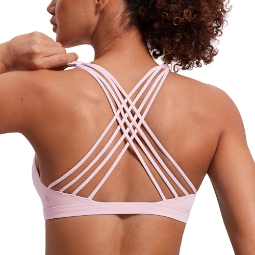 Image of CRZ YOGA Naked Feeling Strappy Sports Bras for Women - Criss Cross Back Wireless Padded Cami Yoga Workout Top
