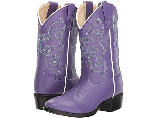 Old WEST Girl's Toddler/Little Kid Pearlized Faux Leather Round Toe Cowboy Boots