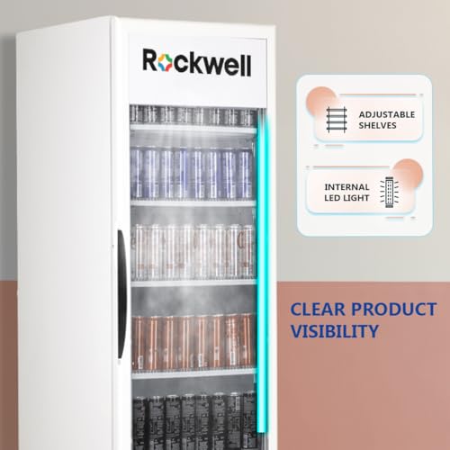 Image of Rockwell RVC550 Visi Cooler, Extra-Tall Single Door, Bright LED View, Heavy-Duty Cooling for Retail and Cafes, Low-Power System, 4-Year Warranty