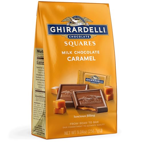 GHIRARDELLI Milk Chocolate Squares with Caramel Filling, 9.04 OZ Bag