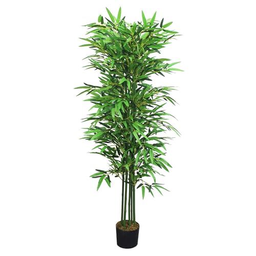 Decovego Künstlicher Bambus, Kunstpflanze, 160 cm, Tropische Deko für Wohn- & Büroräume, Allergikerfreundlich & Pflegeleicht