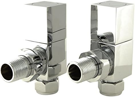 SMR Bathrooms AG-C Cubex Angled Square Radiator Valves-Chrome