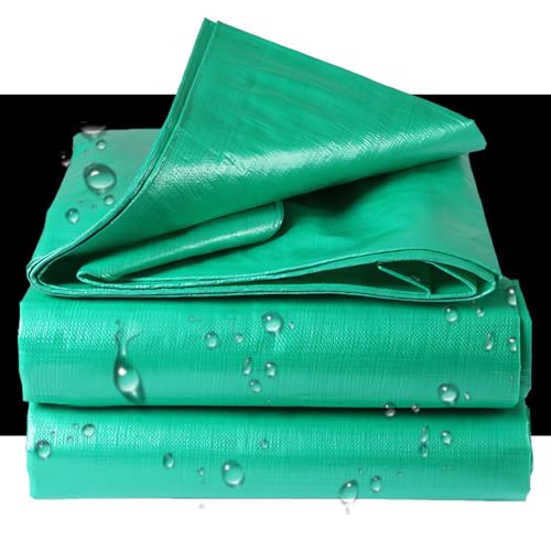 MSHGSKU Lona Impermeable Verde de 3 m x 4 m con Ojales, Polietileno de Alta Resistencia de 0,32 mm y 180 g/m². Ideal para Cubrir Jardines, Piscinas, Camiones y como Lona Protectora para Exteriores.