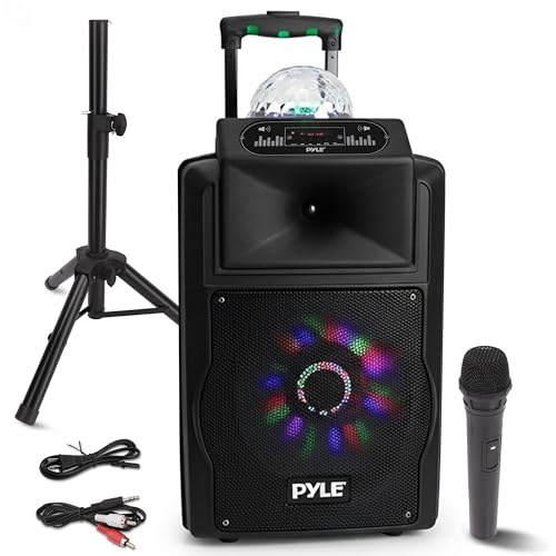 Pyle Enceinte Bluetooth,700W, Enceinte Active Karaoke, Haut Parleur Portable Rechargeable Alimenté par Batterie, Ensemble de Microphone avec Bluetooth MP3,...