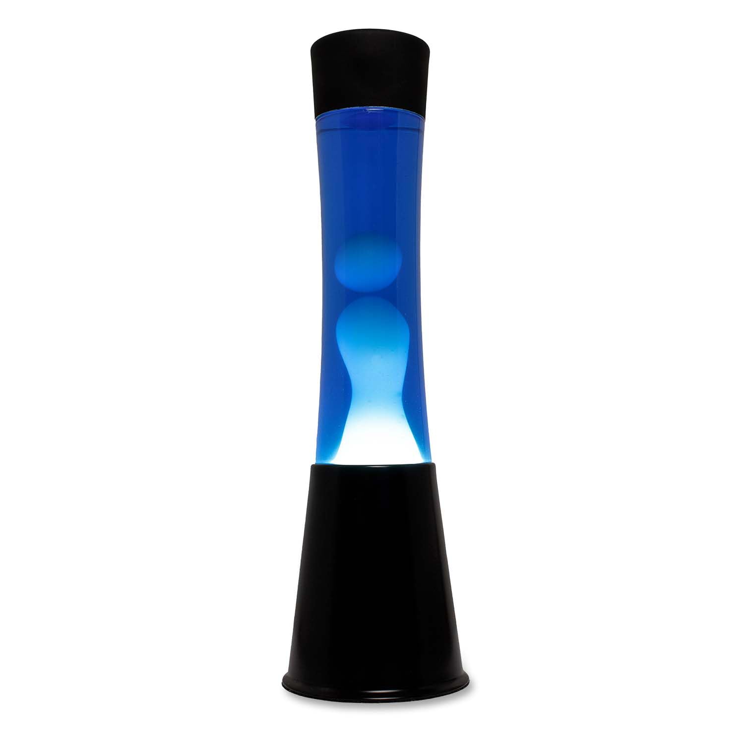 Blue Liquid Motion lamp from The 70s, Black Base, Blue Liquid and White Motion Effect, Bedroom Mood Light, 2 Wax Bulbs Included, Gift for Kids & Adults, 11 cm x 11cm x 39,5 cm - UK Plug