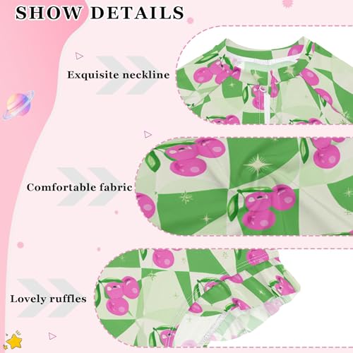 Cherry Fruit Girls Long Sleeve Rashguard Swimsuit UV Protection One-Piece Swimwear Bathing Suit B04047084