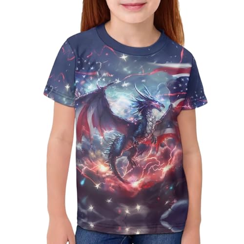 Image of Kids Graphic T-Shirt Boys Girls Novelty Tees Top Short Sleeve Shirts Summer Blouses 3-16