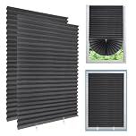 2 Pack Temporary Blackout Blinds, 150 * 60cm Stick on Blinds Curtains No Drill Blinds Curtains Blackout High Shading Blind for Home Bedroom Kitchen Bathroom Windows, Easy Fit with Clips