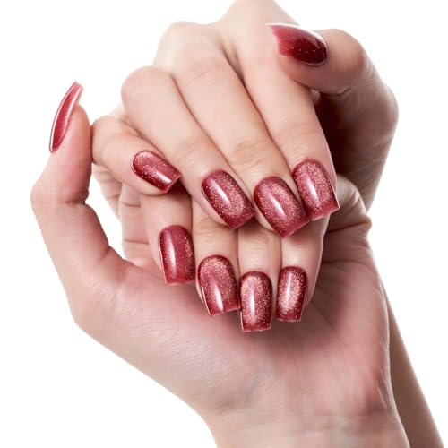 GLAMERMAID Blue Waves French Tip Press on Nails Medium Square, Oc...