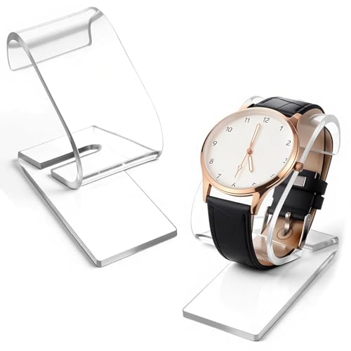 ZXNJA 2 Stück Transparenter Uhrenständer Uhrenhalter Uhren Halterung Fester Universal Watch Holder Uhrenhalter Einzeluhrenhalter Acryl Armband Rack Halter Uhrengehäuse Für Männer Frauen Uhrendisplay