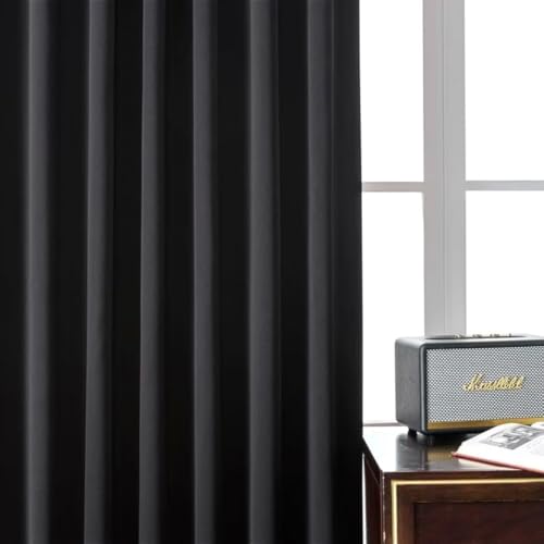 Joydeco Blackout Curtains for Bedroom, Black out curtains 96 inch long 2 Panels, Long Black Drapes with Rod Pocket Back Tab, Room Darkening Noise Reducing & Wrinkle-Free Drapes for Living Room Windows