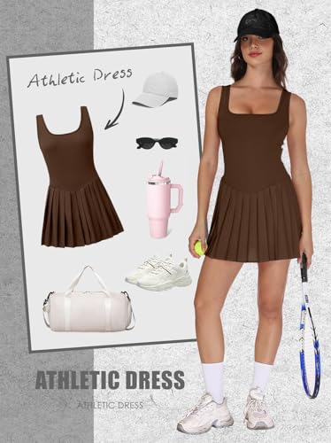 Image of NIASHOT Athletic Dress for Women with Shorts Sleeveless Womens Golf Dress