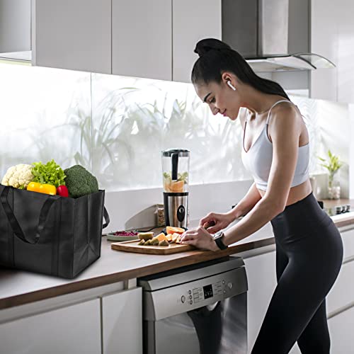 smtfcty Einkaufstasche Faltbar 2 Stück Schwarze ehr große Tragetasche mit Tragegriffen, 38 x 35 x 25 cm Einkaufstasche mit langem Henkel perfekt als Tote bag, Stoffbeute Damen Shopper Handtasche