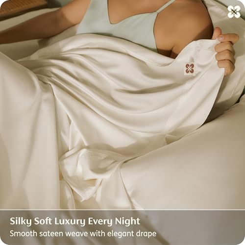 Image of Bedsure 100% Organically Grown Bamboo Viscose King Size Sheets Set | Cooling Bedsheets for Hot Sleepers | Luxury Silky Soft | 18 inch Deep Pocket with Corner Straps | Oeko-Tex Certified [Beige]