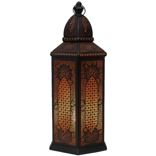 Yagmur Lampe de bureau orientale XXL 75 cm Noir E27 | Lampe de table marocaine Gross métal Abat-jour noir | Lampadaire moderne pour style vintage rétro et...