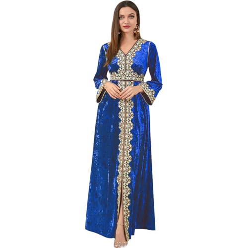 Abaya marocaine en velours manches longues robe chaude contre le froid pour l'Aïd et Ramadan