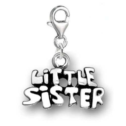 Sexy Sparkles Clip on Big Sister Middle Sister Little Sister Dangle Pendant for European Clip on Charm Jewelry with Lobster Clasp Choose Your Charm from Menu (Little Sister)