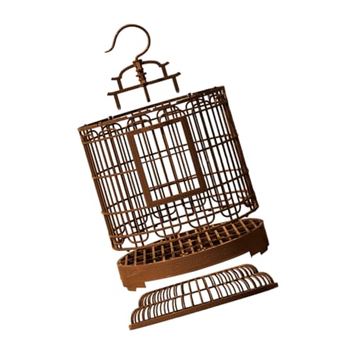 IWOWHERO Vintage Portable Bird Carrier Cage for Travel Stylish Plastic Design for Parakeets Lovebirds Cockatiels Spacious Villa for Use