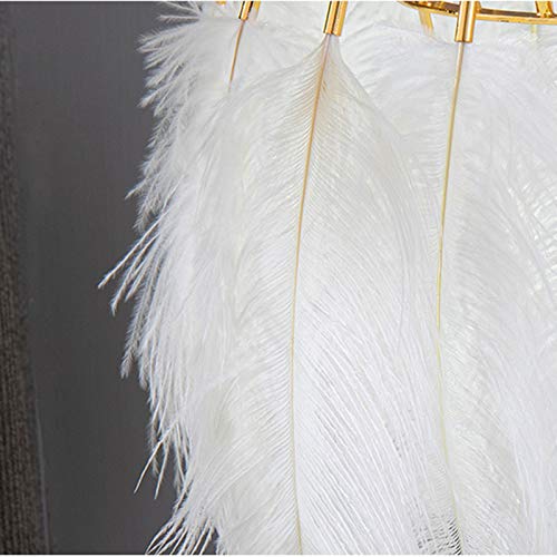 Lampe murale de luxe en plumes dorées et blanches pour éclairage de chambre - 5