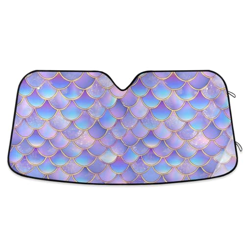 Car Windshield Sun Shade Iridescent Purple Mermaid Scale Foldable Car Front Windshield Sunshade...