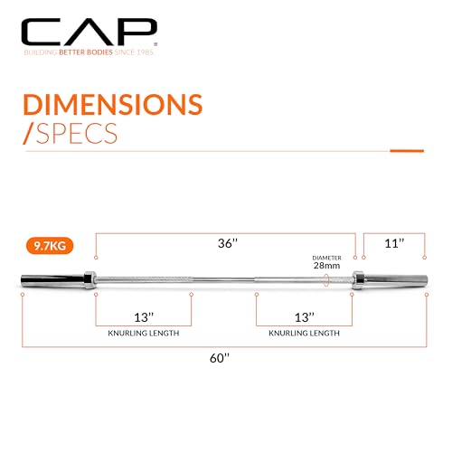 Image of CAP Olympic Barbell - 5FT, 6FT, & 7FT Strength Training Weight Bars, Multiple Options