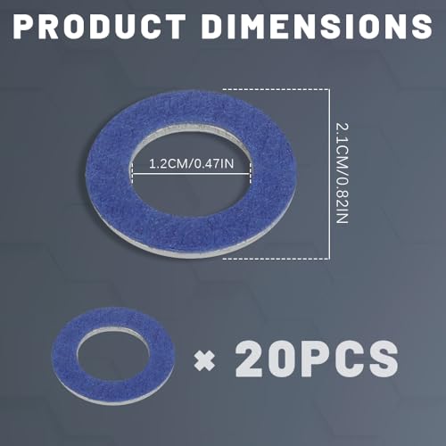 Image of 20PCS Oil Drain Plug Gaskets, Engine Oil Washer, 90430-12031 Oil Pan Drain Plug Gasket, Aluminum M12 Crush Washer Oil Drain Plug Replacement for Toyota Lexus Scion